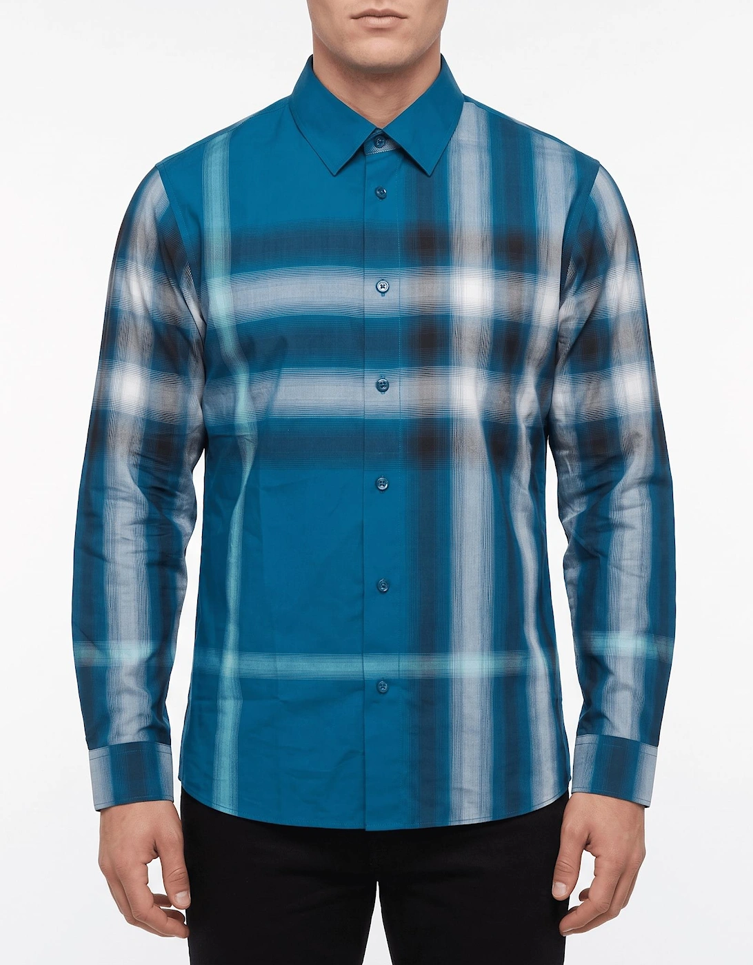 Burberry Claverdon Maxi Check Cotton Shirt in Pacific Blue