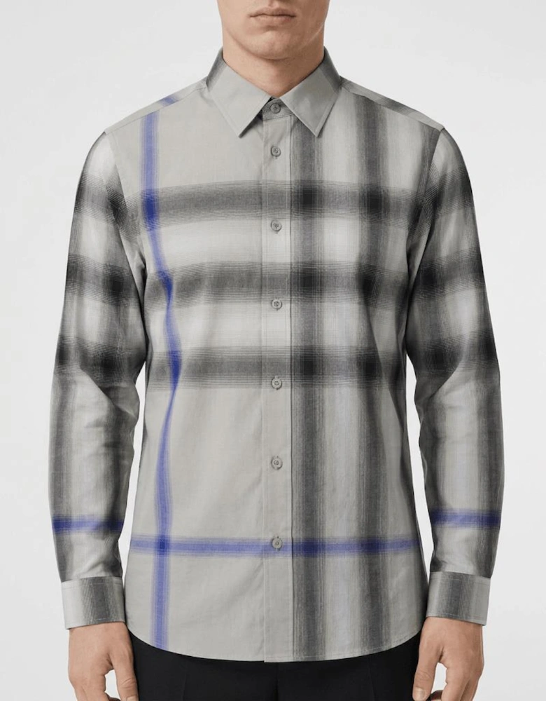 Burberry Claverdon Maxi Check Cotton Shirt in Lichen