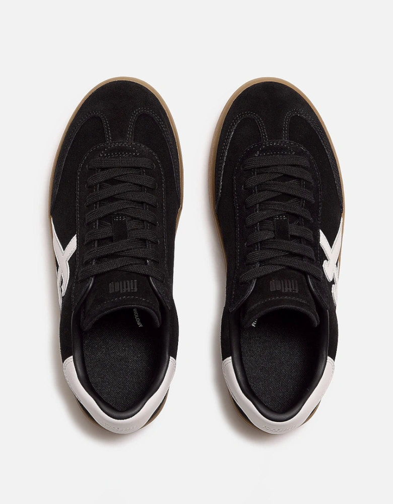 FitFlop The Dash Womens T-Toe Suede Sneakers - Black/Urban White A88