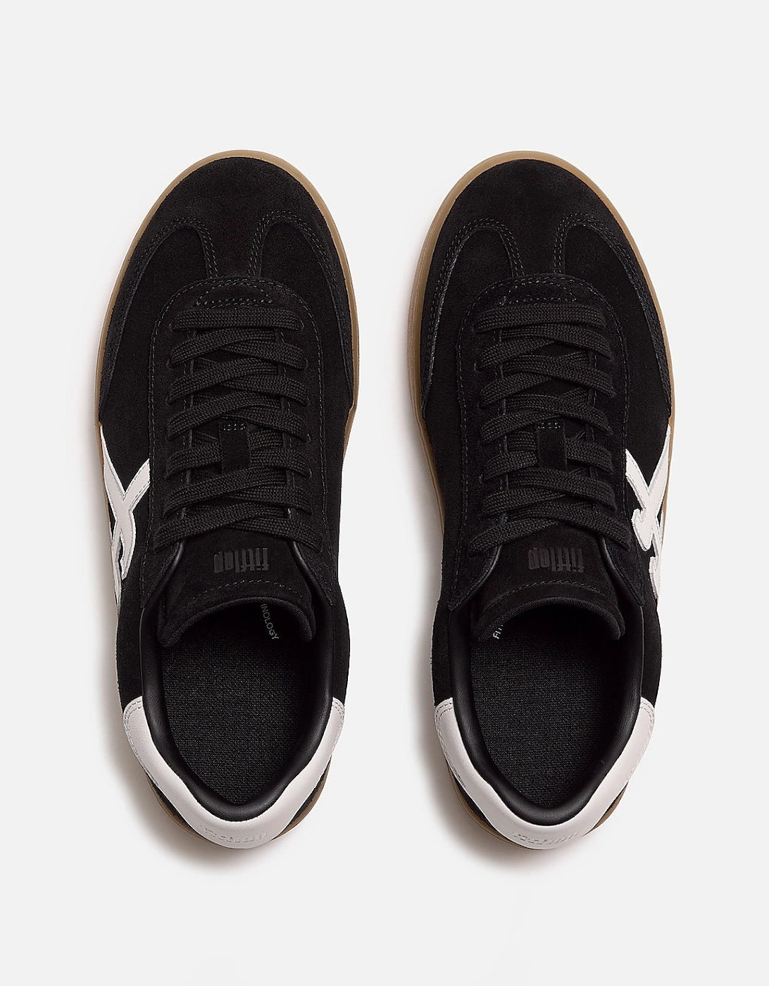 FitFlop The Dash Womens T-Toe Suede Sneakers - Black/Urban White A88