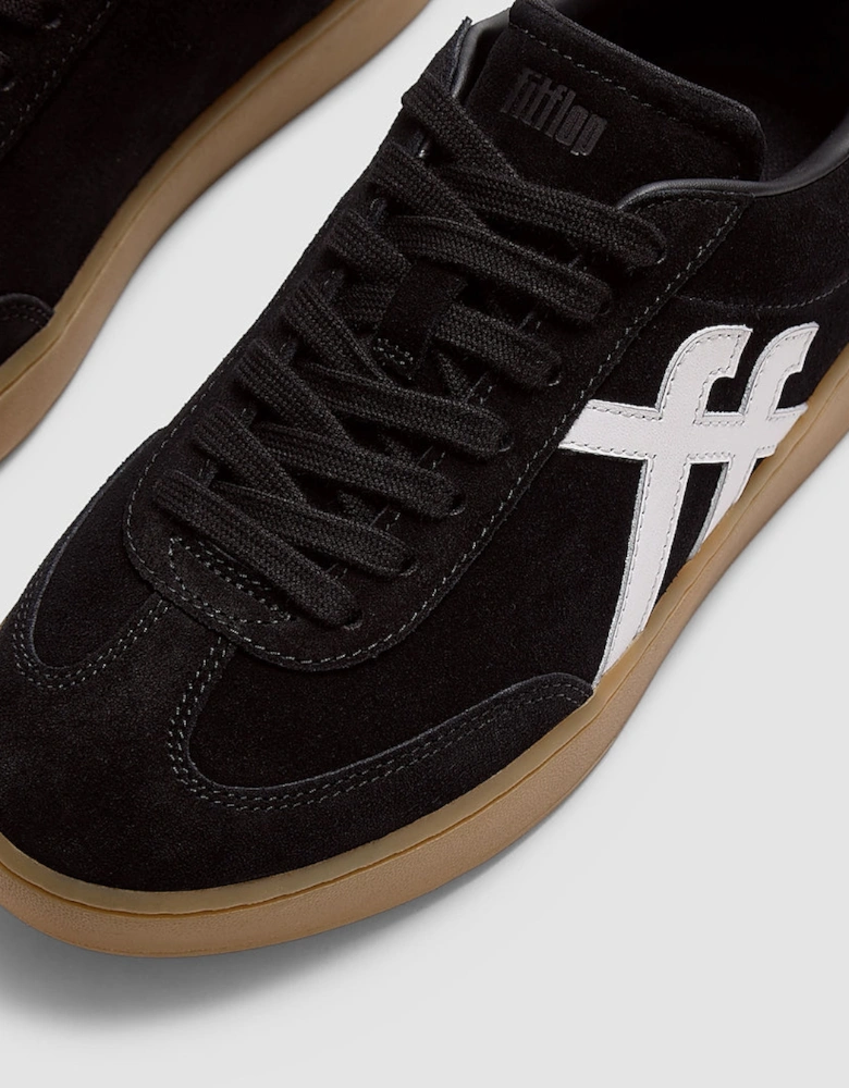 FitFlop The Dash Womens T-Toe Suede Sneakers - Black/Urban White A88