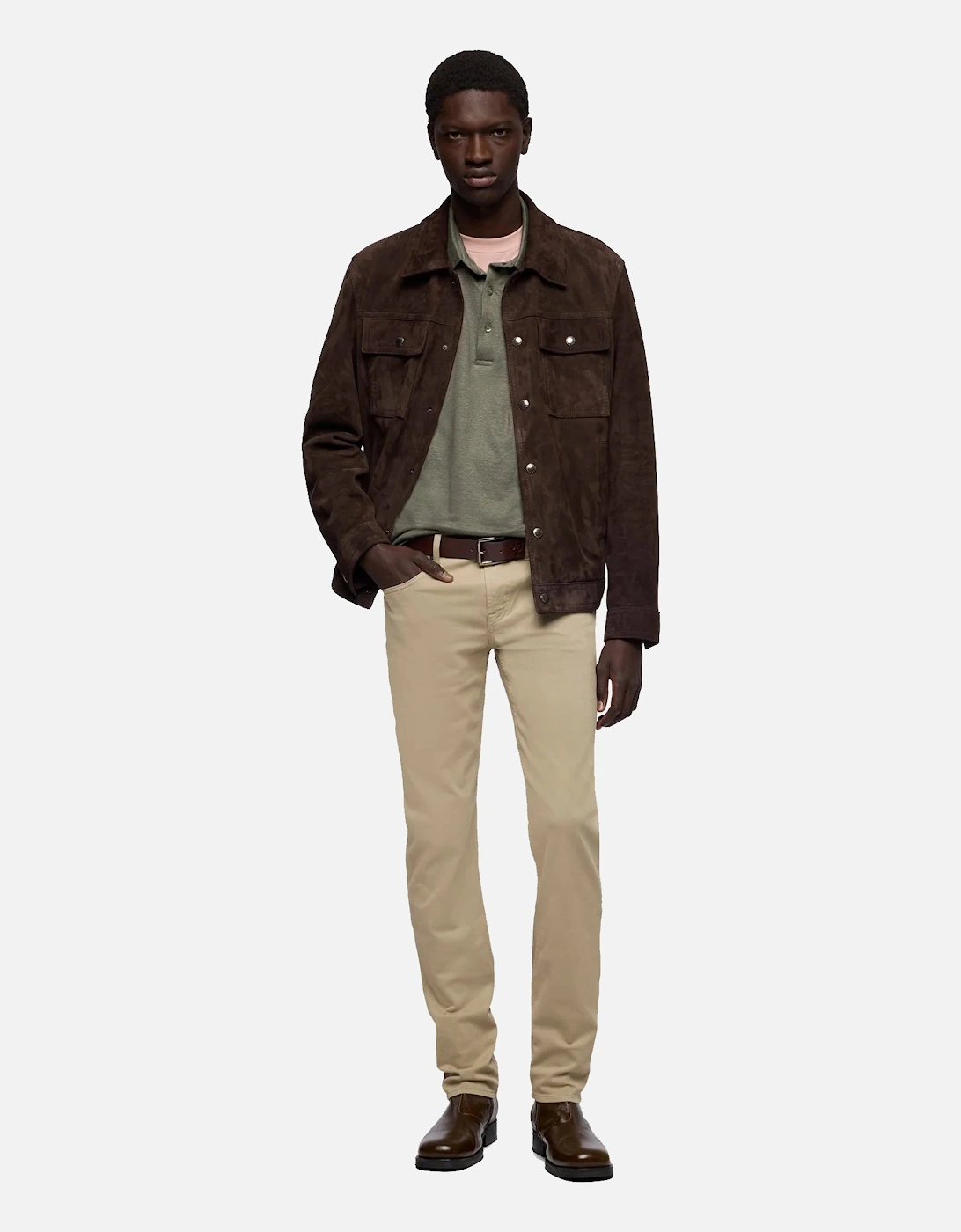 7 For All Mankind SLIMMY Mens Slim Fit Stretch Sateen Jeans - Shadow Beige
