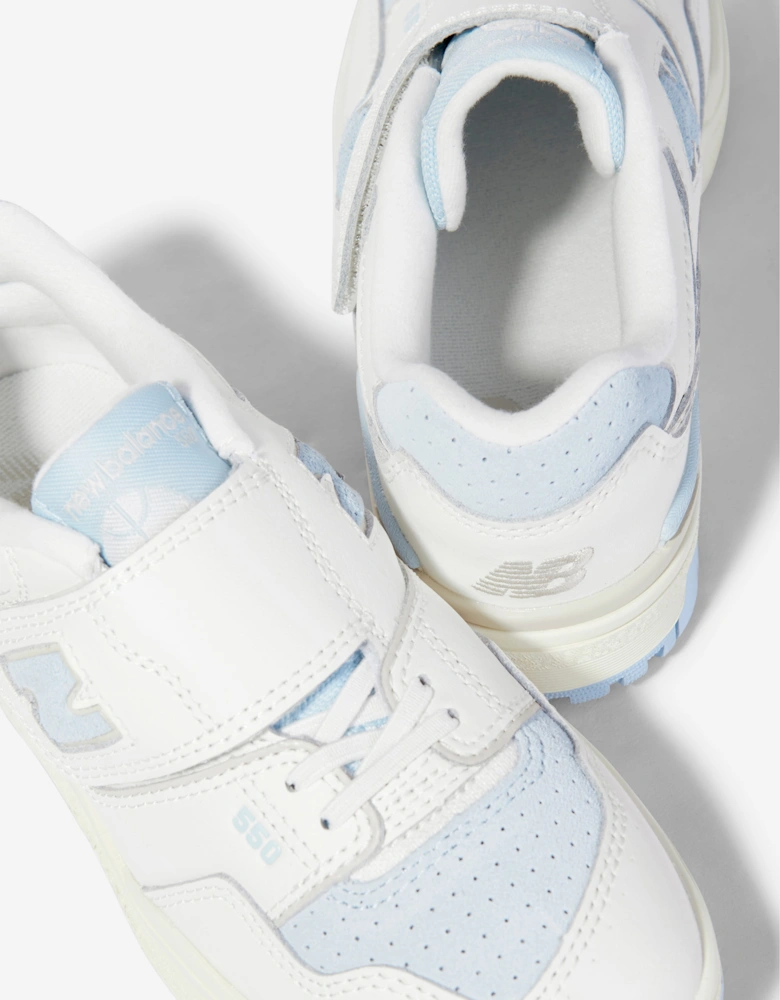 New Balance Kids 550 Bungee Lace with Top Strap Trainers in White
