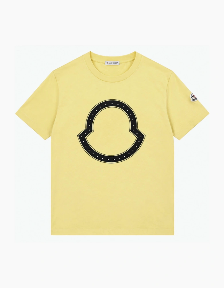 MONCLER STUDDED LOGO TEE PALE YELLOW