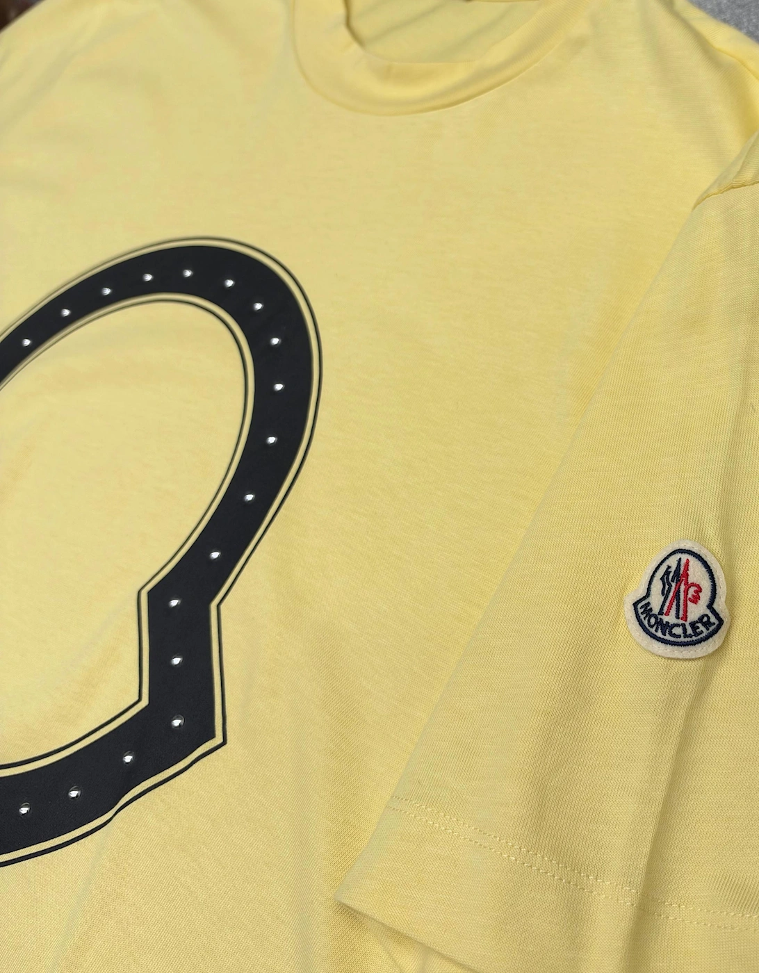 MONCLER STUDDED LOGO TEE PALE YELLOW