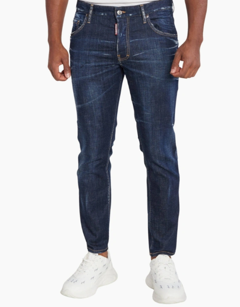 Dsquared2 Dark Clean Wash Skater Jeans in Navy Blue