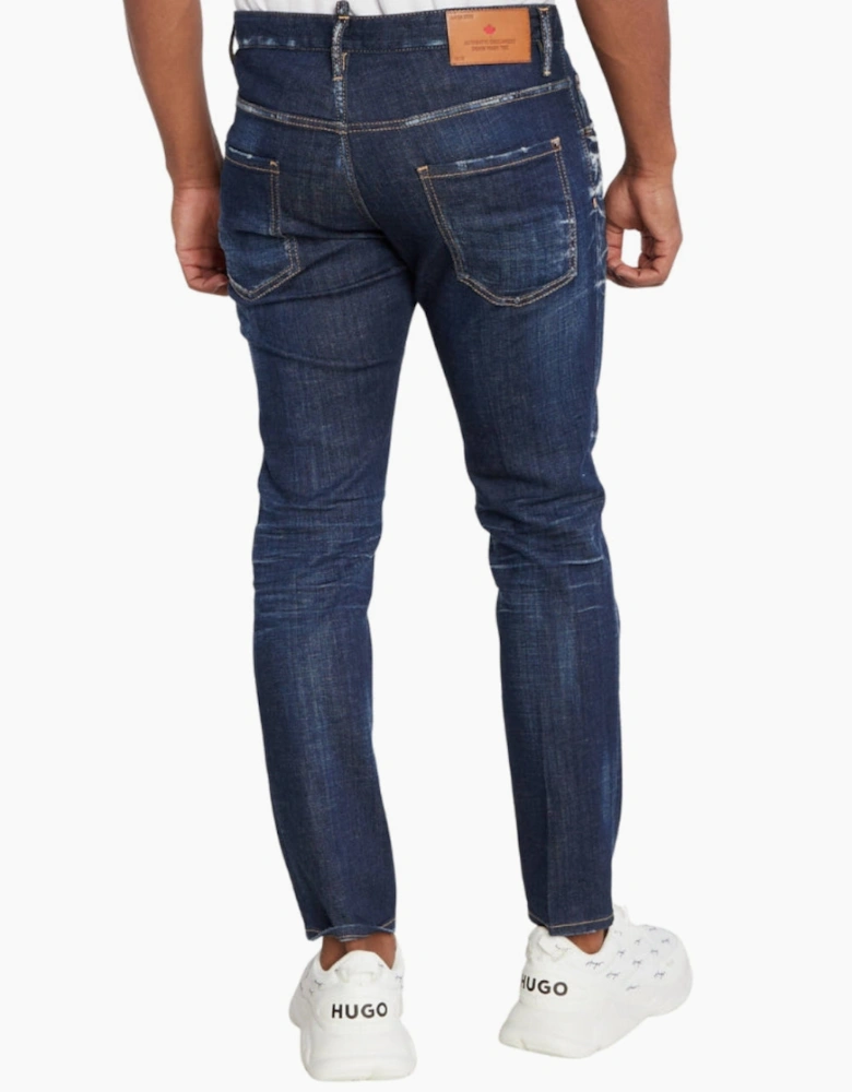 Dsquared2 Dark Clean Wash Skater Jeans in Navy Blue