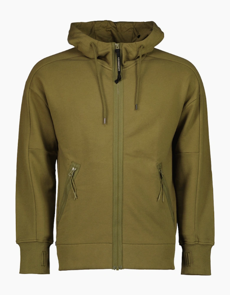 Diagonal Raised Fleece Zipped Goggle Hoodie