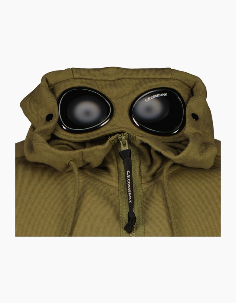 Diagonal Raised Fleece Zipped Goggle Hoodie
