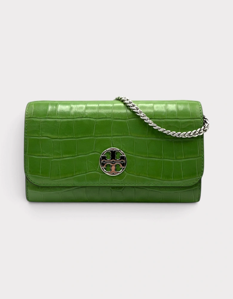 Willa Embossed Chain Wallet Palm Green