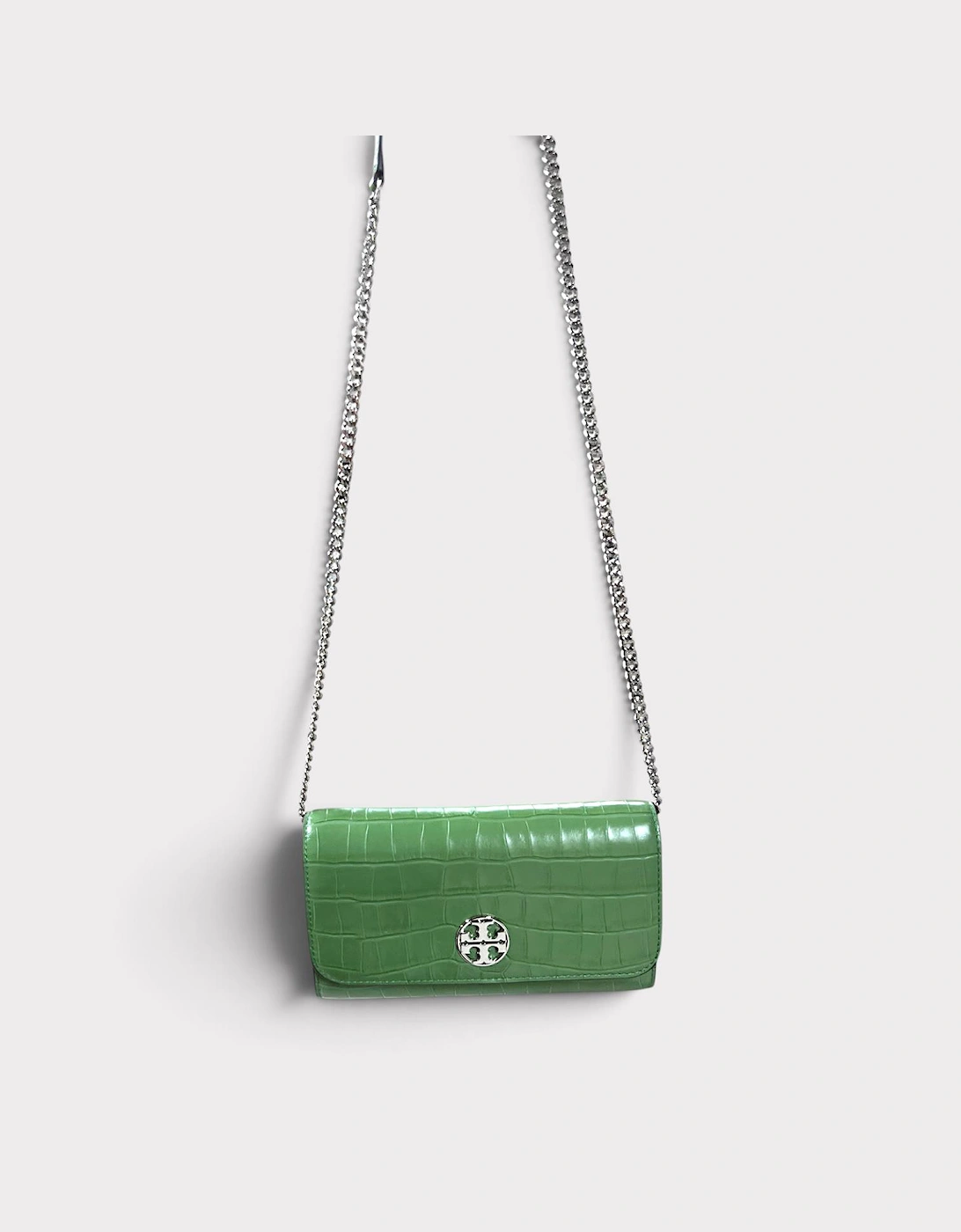 Willa Embossed Chain Wallet Palm Green
