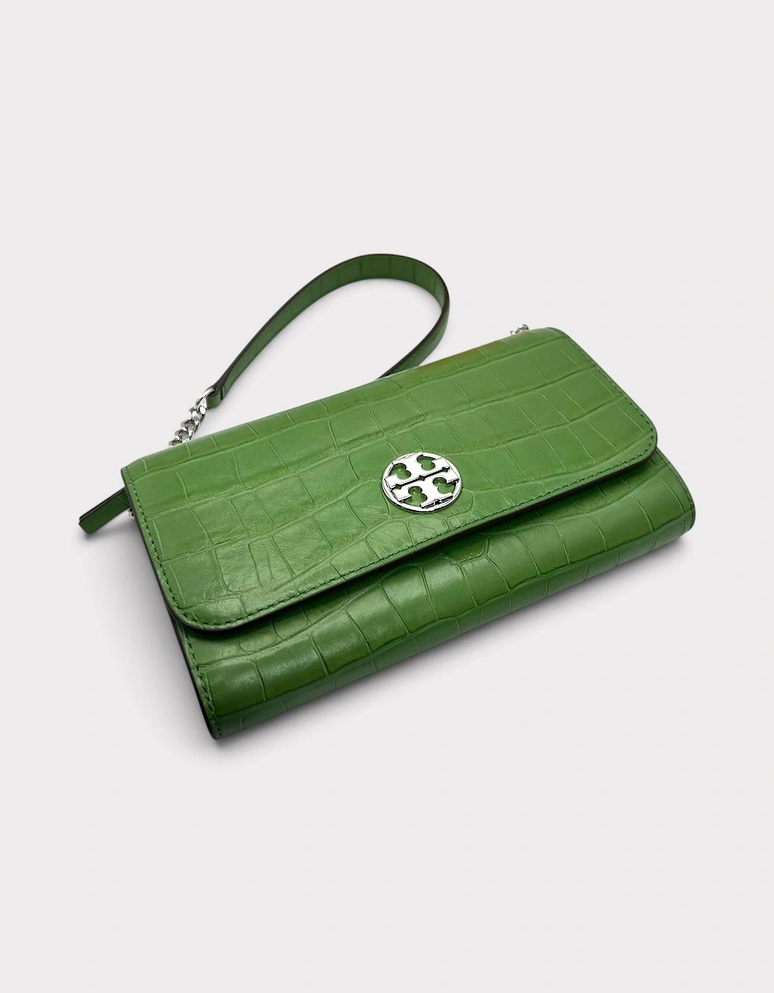 Willa Embossed Chain Wallet Palm Green