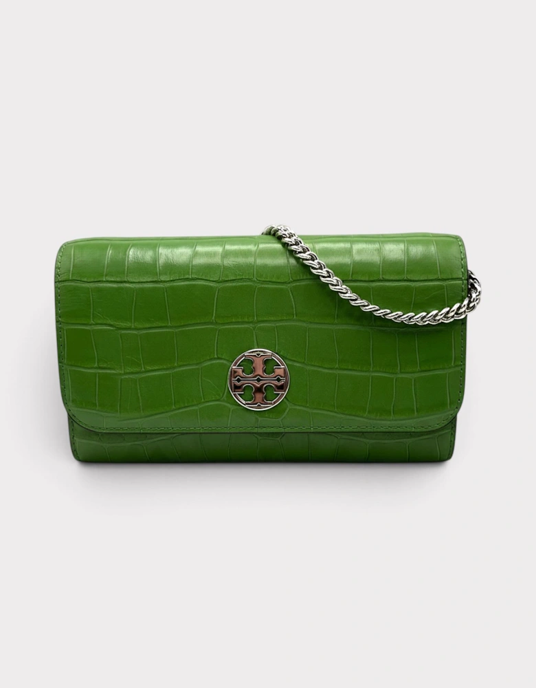 Willa Embossed Chain Wallet Palm Green