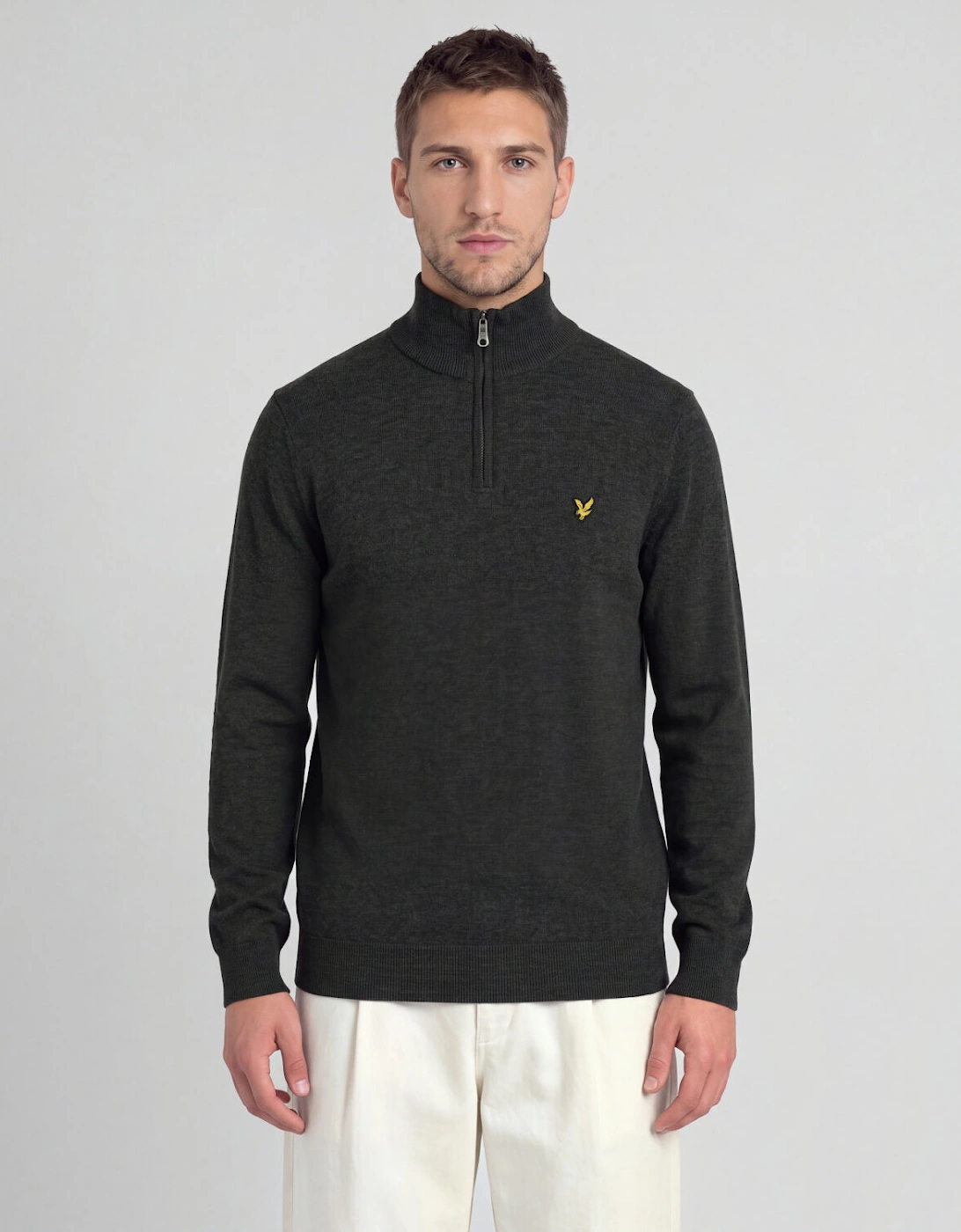 Lyle and Scott Men's Cotton Merino 1/4 Zip Jumper in Black, Size XL - Image 3