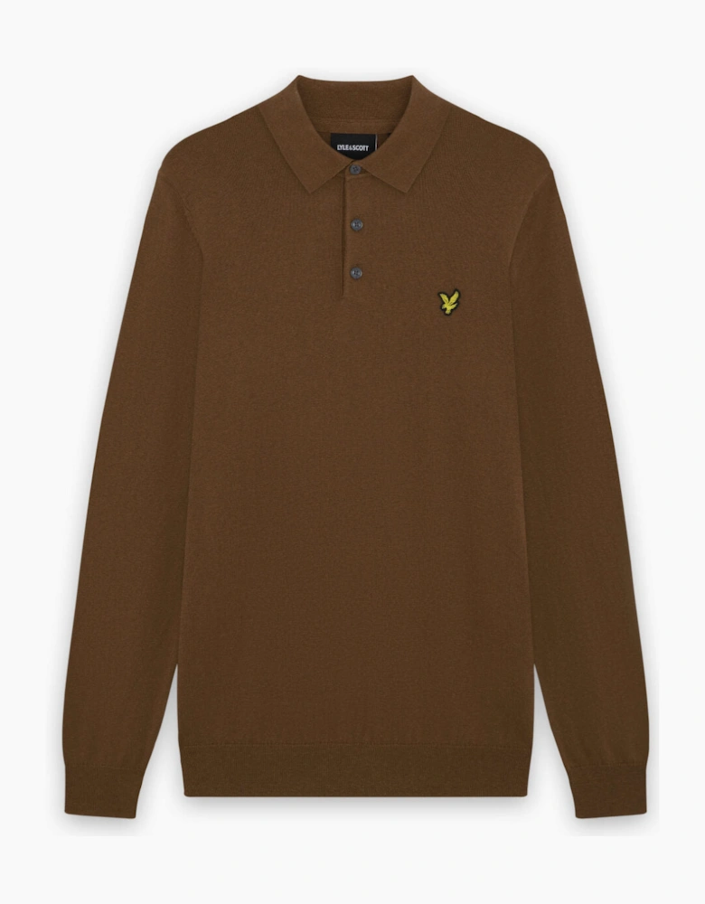 Merino Blend Long Sleeve Polo Shirt