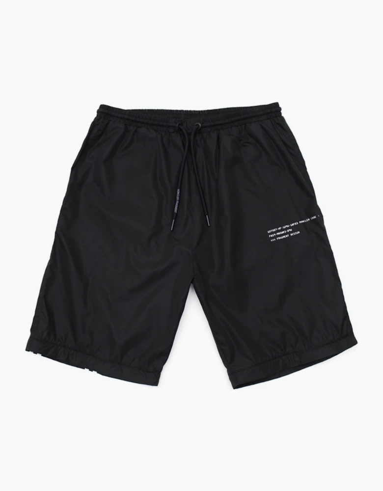 MONCLER FRAGMENT CHEQUERED NYLON TECH PANTS / SHORTS BLACK