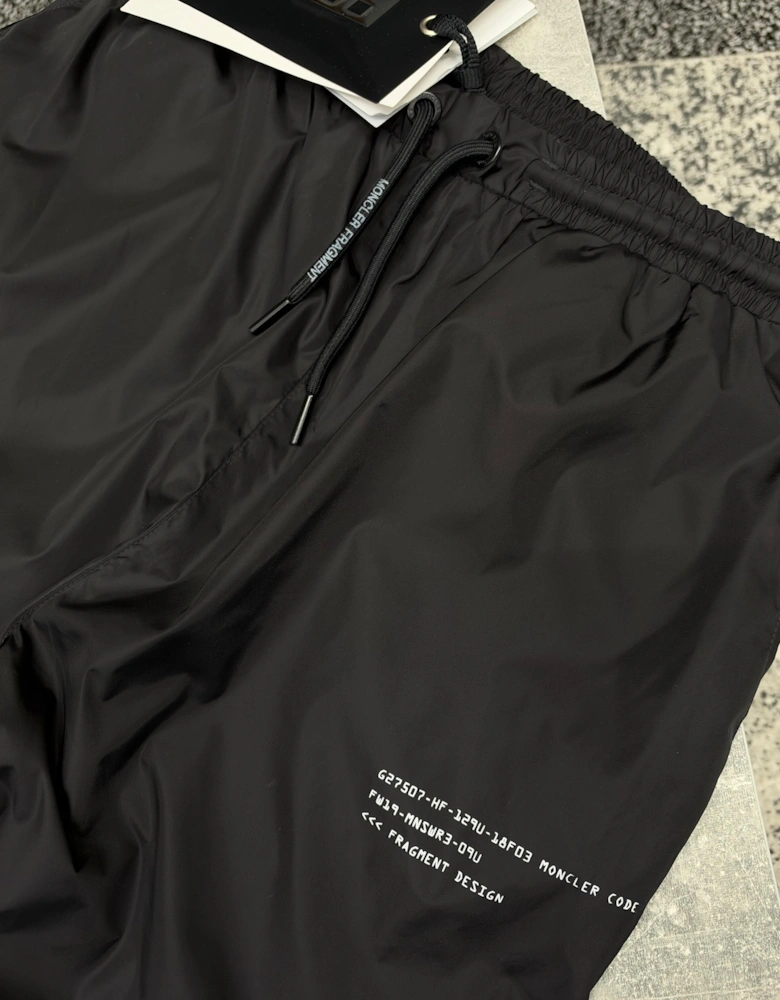 MONCLER FRAGMENT CHEQUERED NYLON TECH PANTS / SHORTS BLACK