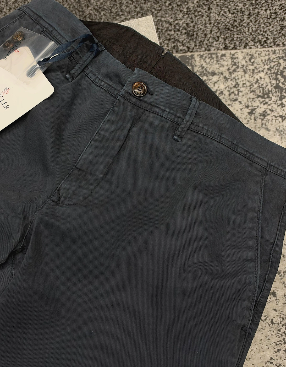 MONCLER GABARDINE CHINO TROUSERS DARK NAVY