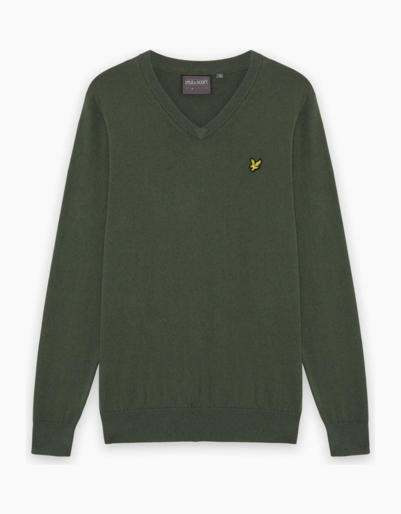 Cotton Blend V-Neck Jumper