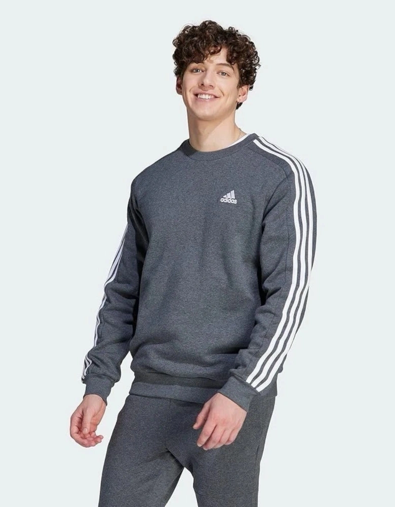 Adidas Men's Crew Neck Fleece Sweatshirt Heather Grey