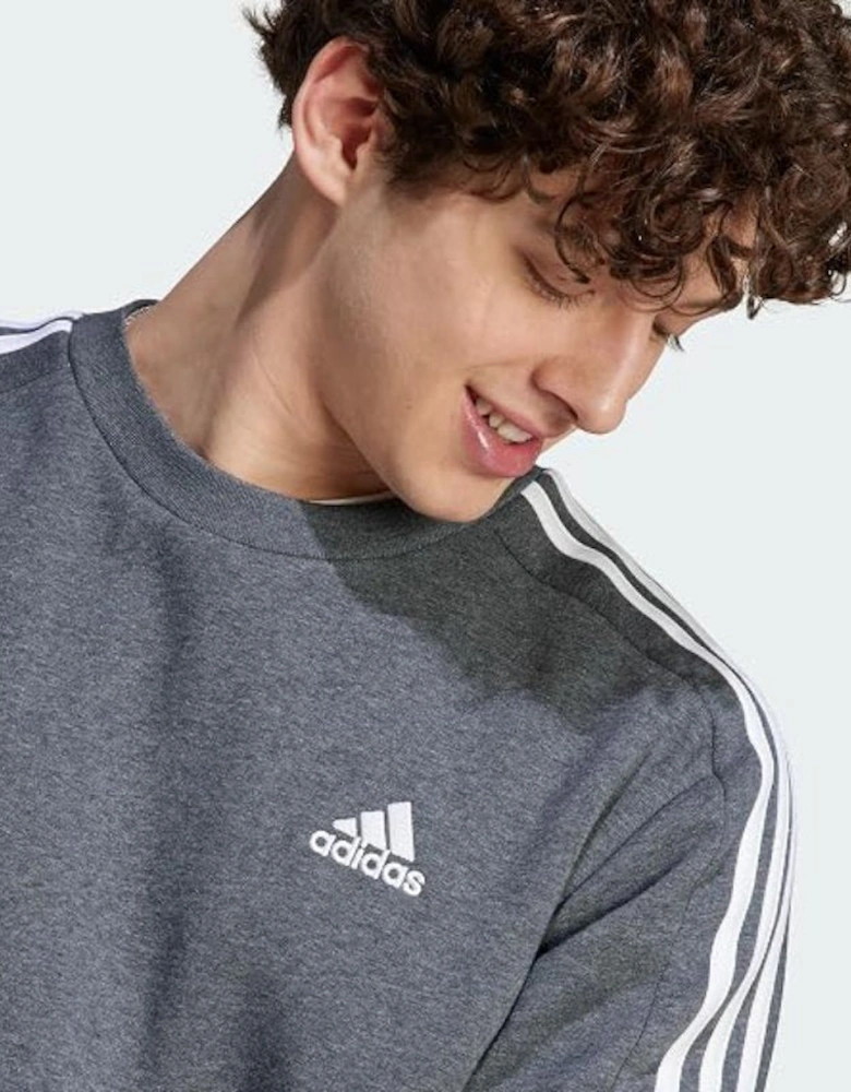 Adidas Men's Crew Neck Fleece Sweatshirt Heather Grey