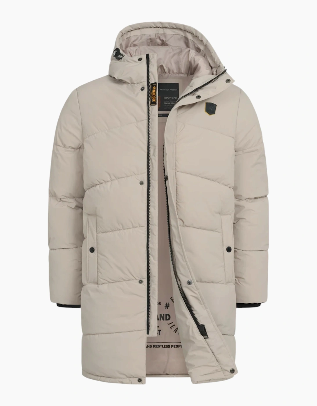 Indicode Mens Parka INPazze Jacket Puffer Hooded Ultra Warm Waterproof Long Coat