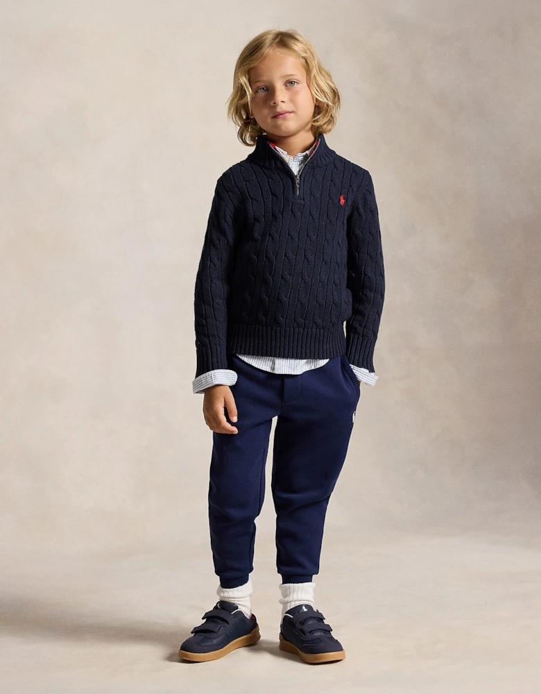 Ralph Lauren Boys Double Knit Tech Joggers in Navy