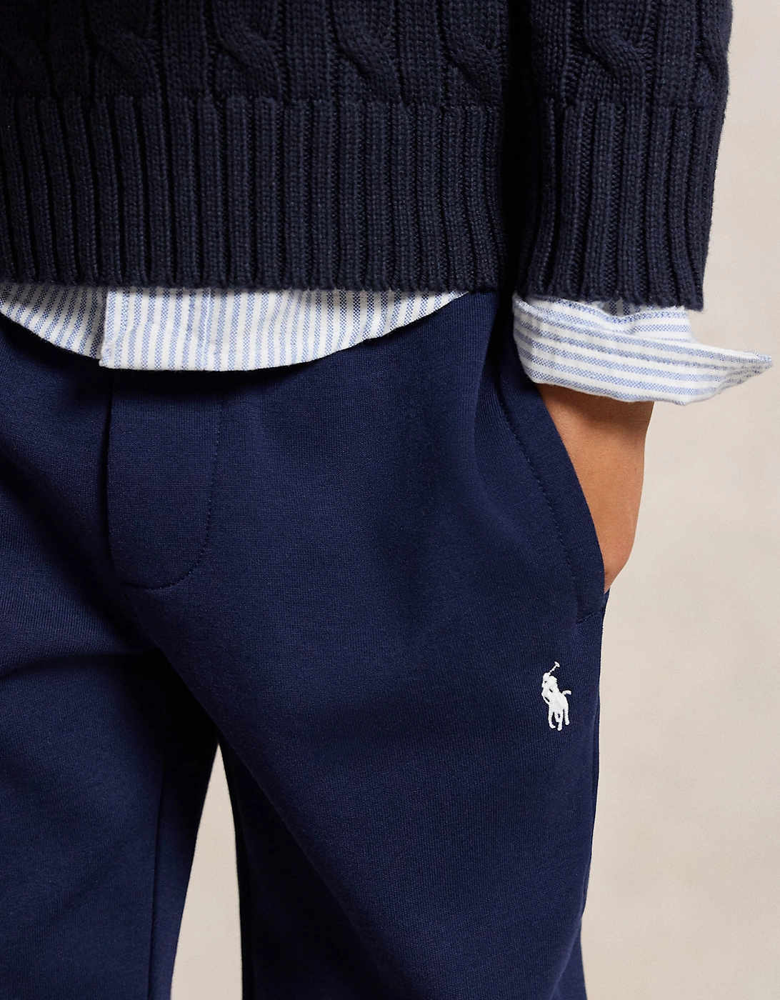 Ralph Lauren Boys Double Knit Tech Joggers in Navy
