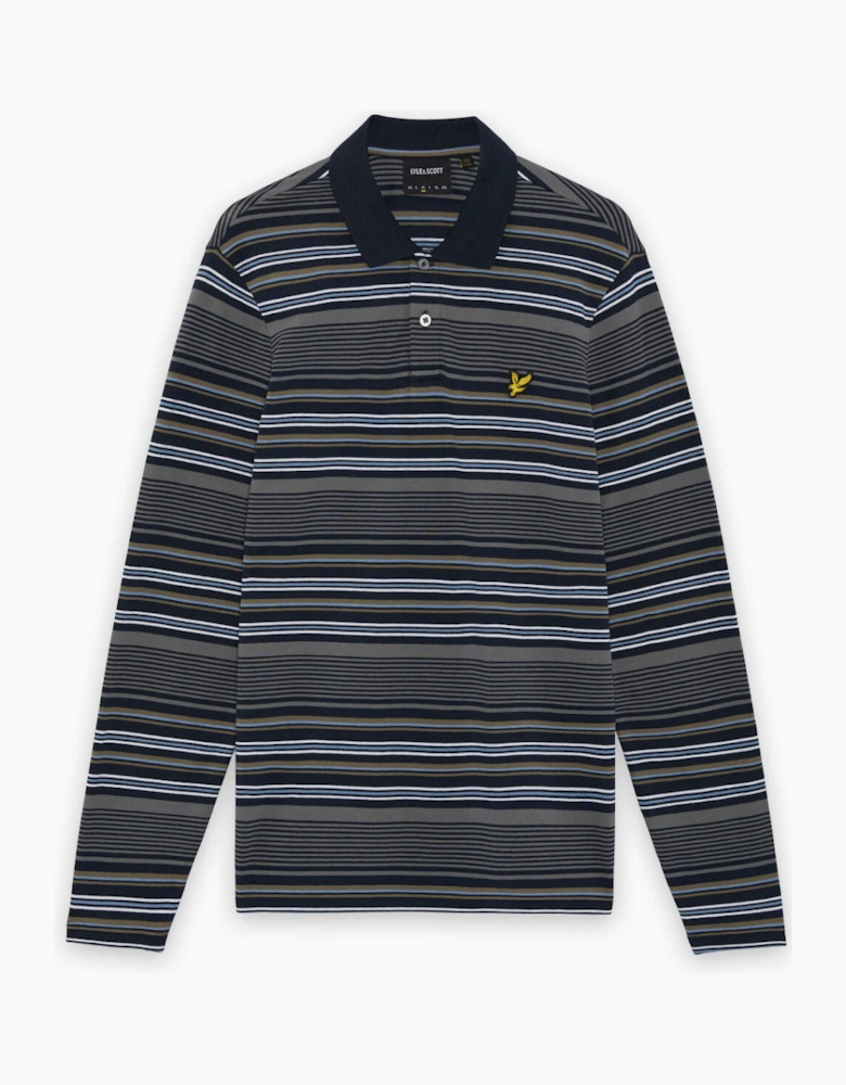 Multi Stripe Long Sleeve Polo Shirt