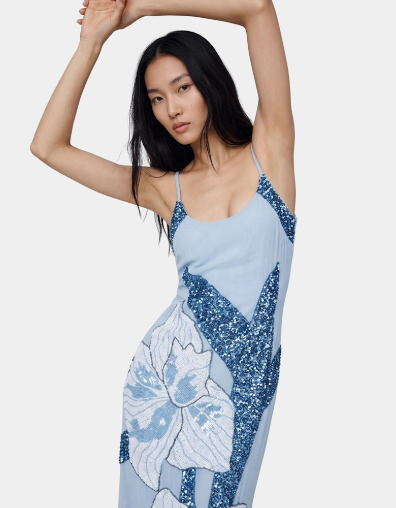 Delilah Beaded Dress Blue Oceanus x By Poppy in Stock