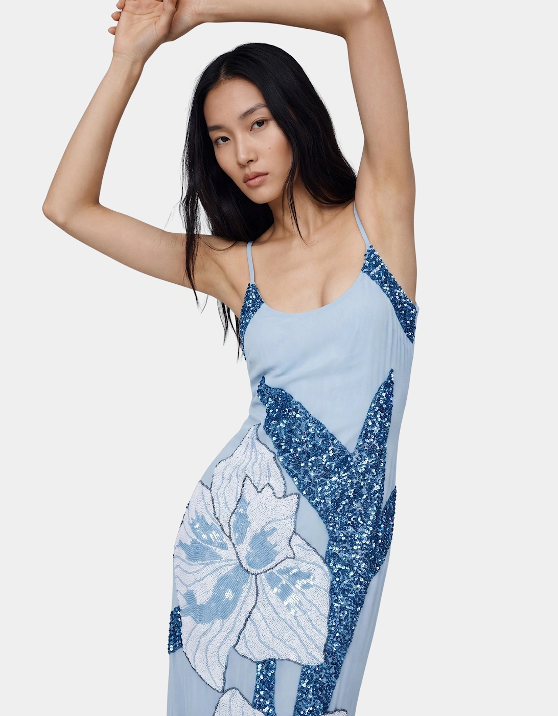 Delilah Beaded Dress Blue Oceanus x By Poppy in Stock