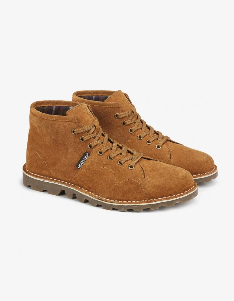 Grafters Unisex Suede Monkey Boots Tan
