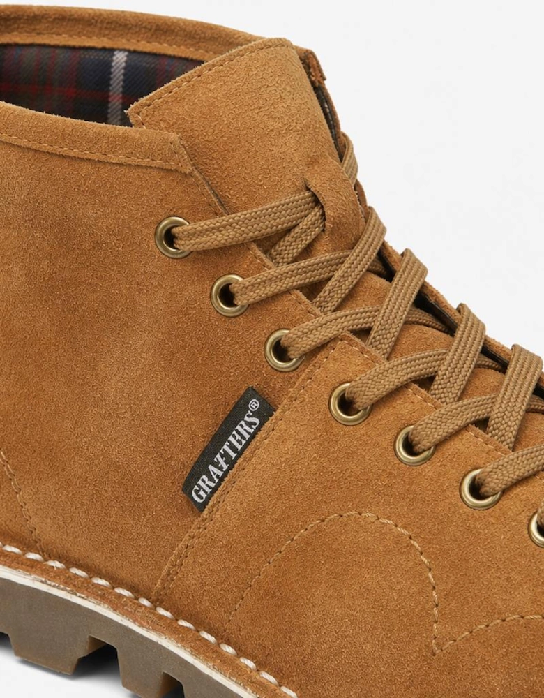 Grafters Unisex Suede Monkey Boots Tan