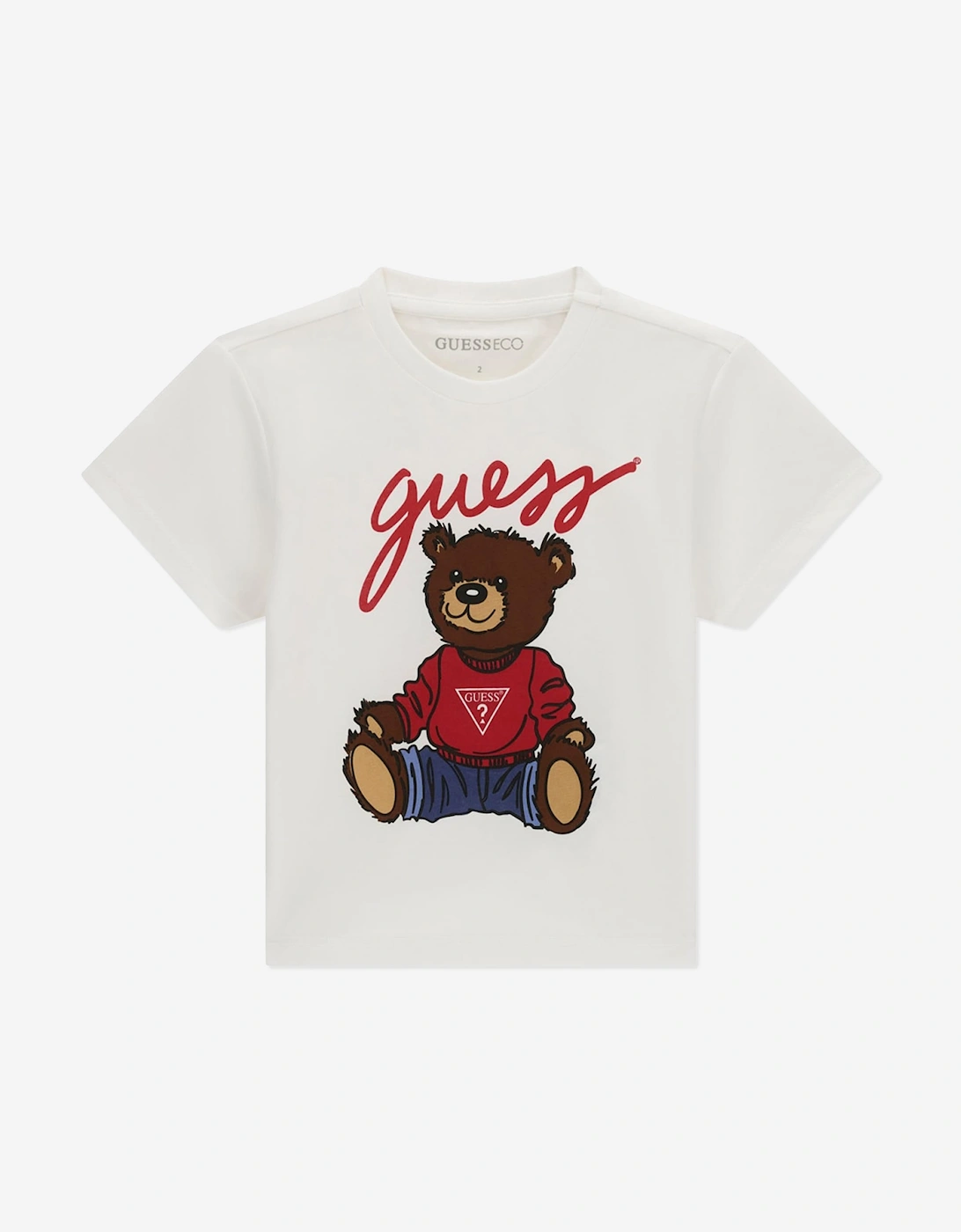 Guess Kids Teddy Bear Logo T-Shirt in White