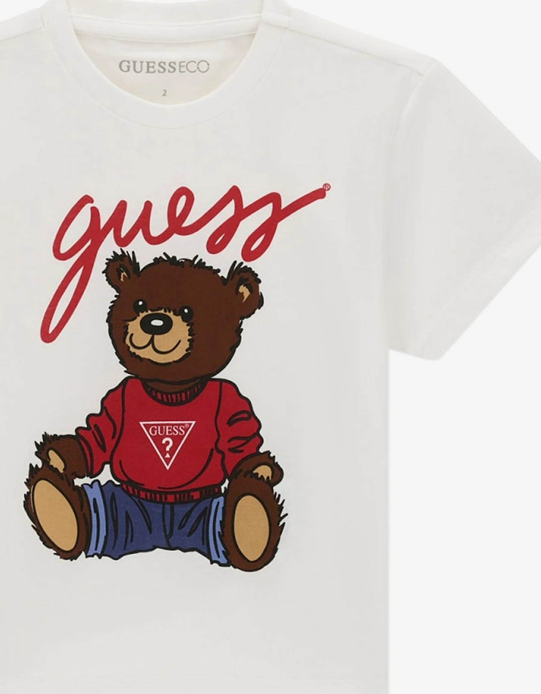 Guess Kids Teddy Bear Logo T-Shirt in White
