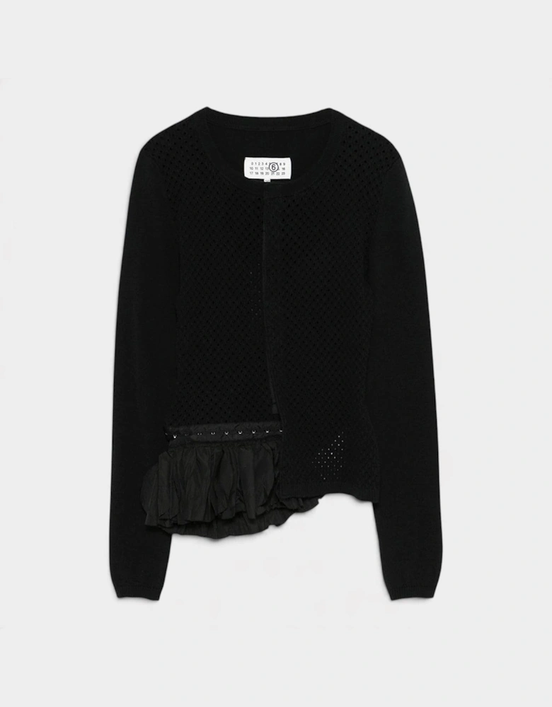 MM6 Pointelle Knit Cardigan Black