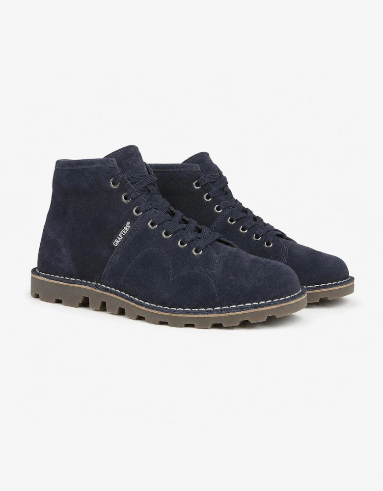 Grafters Unisex Suede Monkey Boots Navy