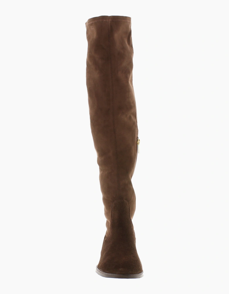Apache Womens Long Boots Roxie Side Zip Fastening chocolate UK Size