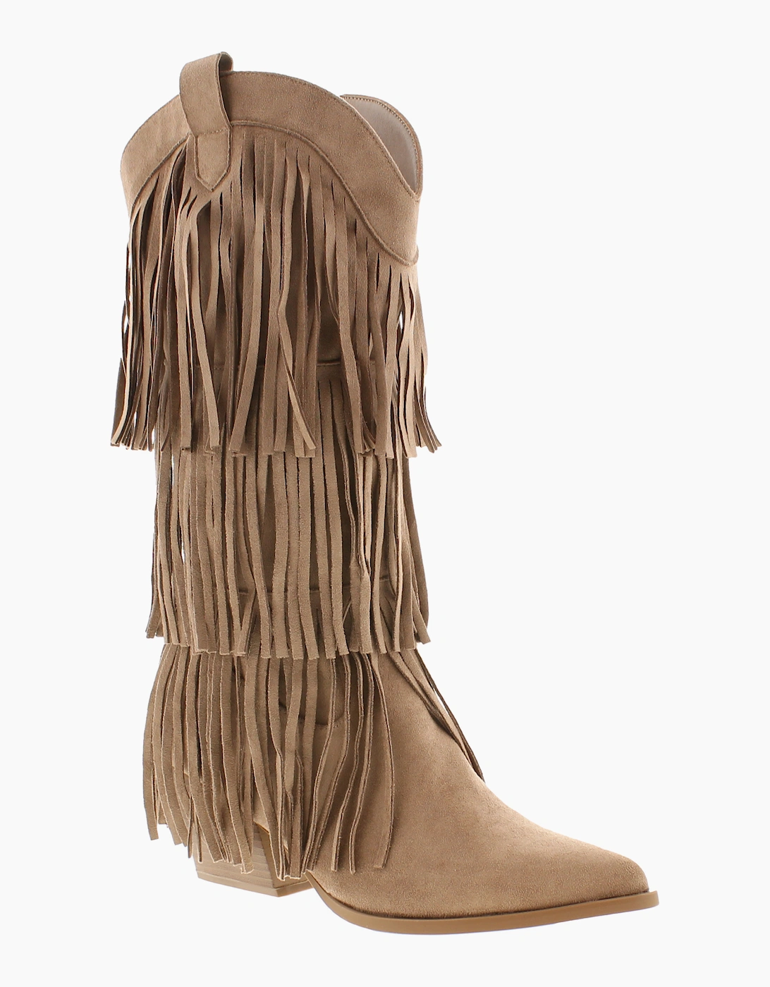 Krush Womens Cowboy Boots Fringe Boho Chic Saloon Zip sand UK Size