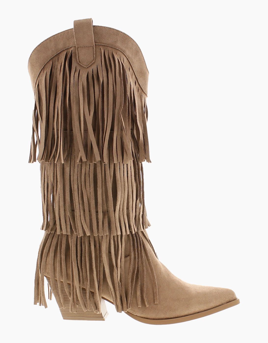 Krush Womens Cowboy Boots Fringe Boho Chic Saloon Zip sand UK Size