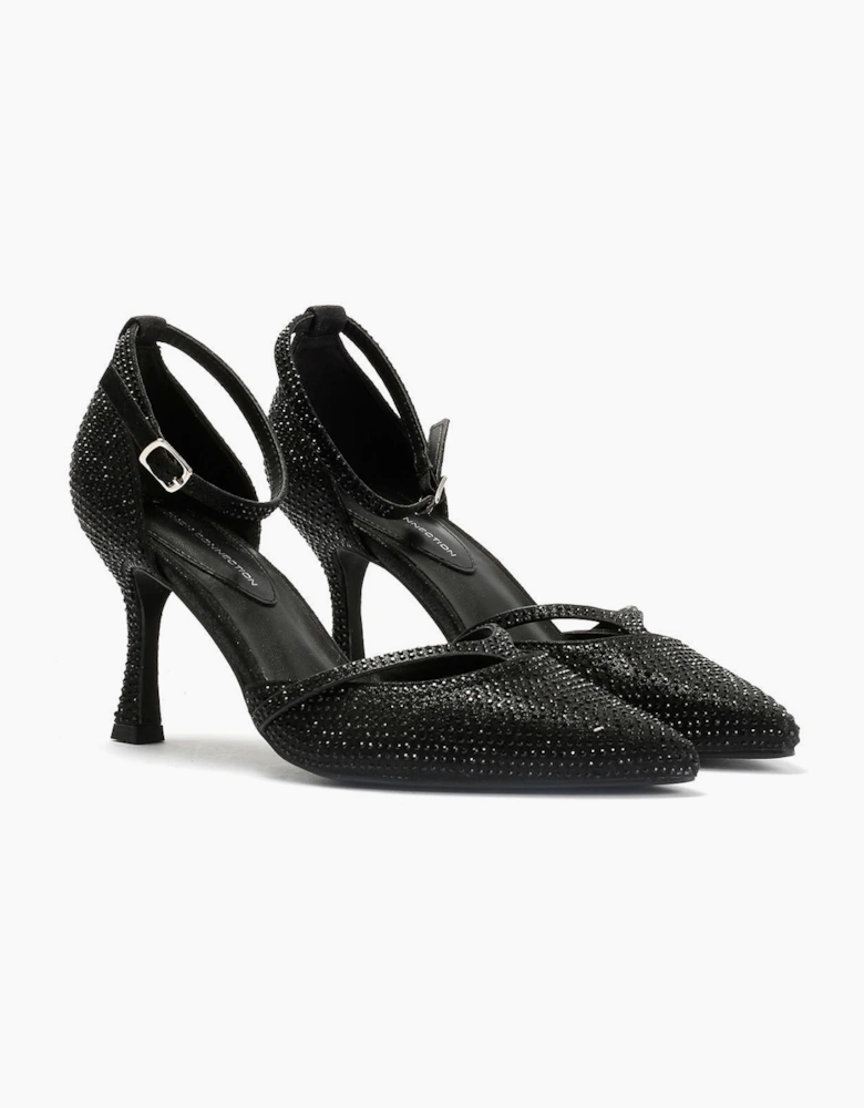 French Connection Nina Rhinstone Stilleto Women's Black Heels
