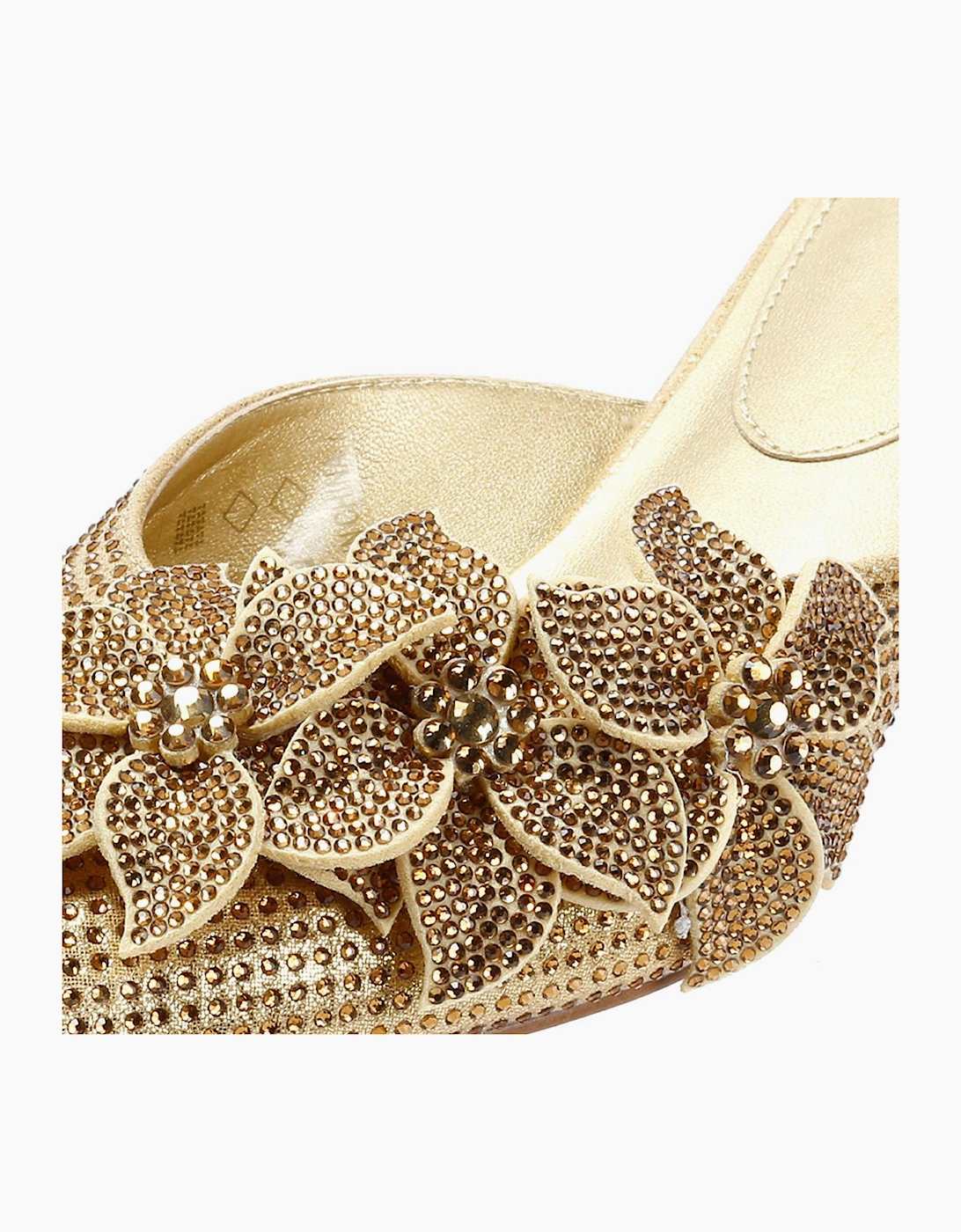French Connection Victoria Velvet Kitten Heel Women's Gold Mules