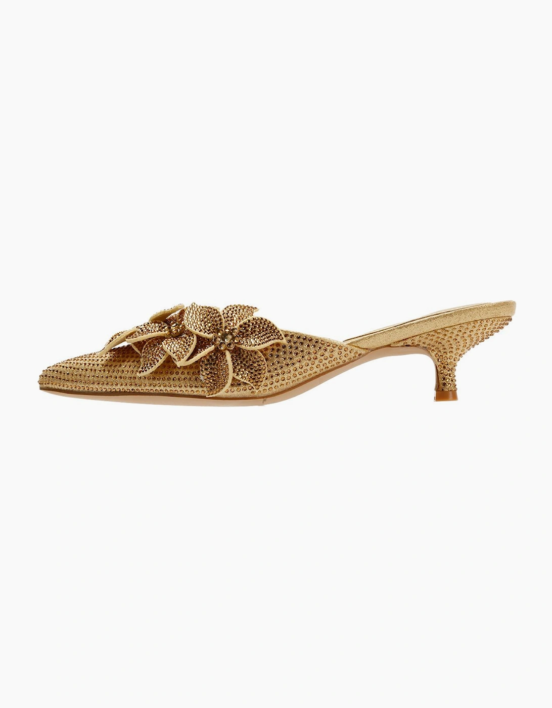 French Connection Victoria Velvet Kitten Heel Women's Gold Mules