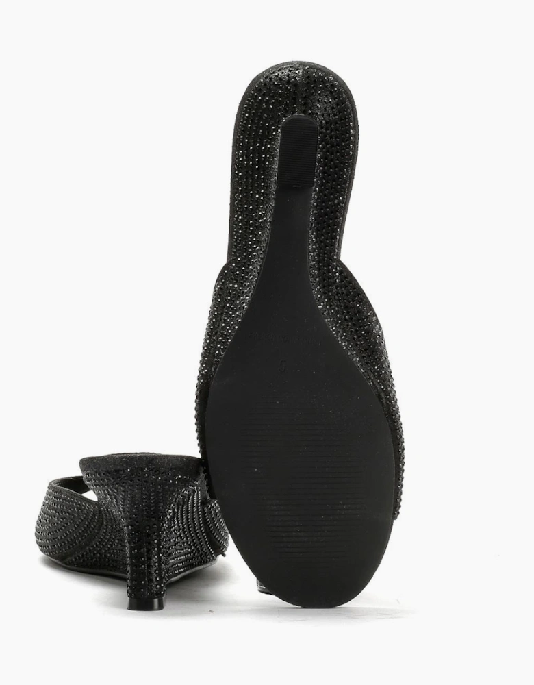 French Connection Tina Rhinestone Women's Black Wedge Sandals