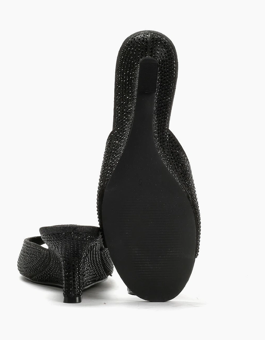 French Connection Tina Rhinestone Women's Black Wedge Sandals
