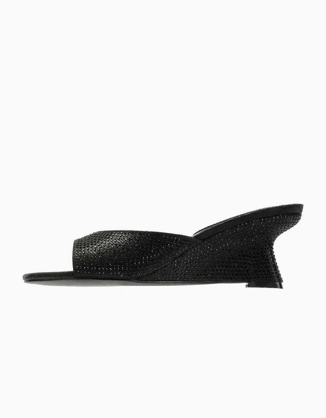 French Connection Tina Rhinestone Women's Black Wedge Sandals