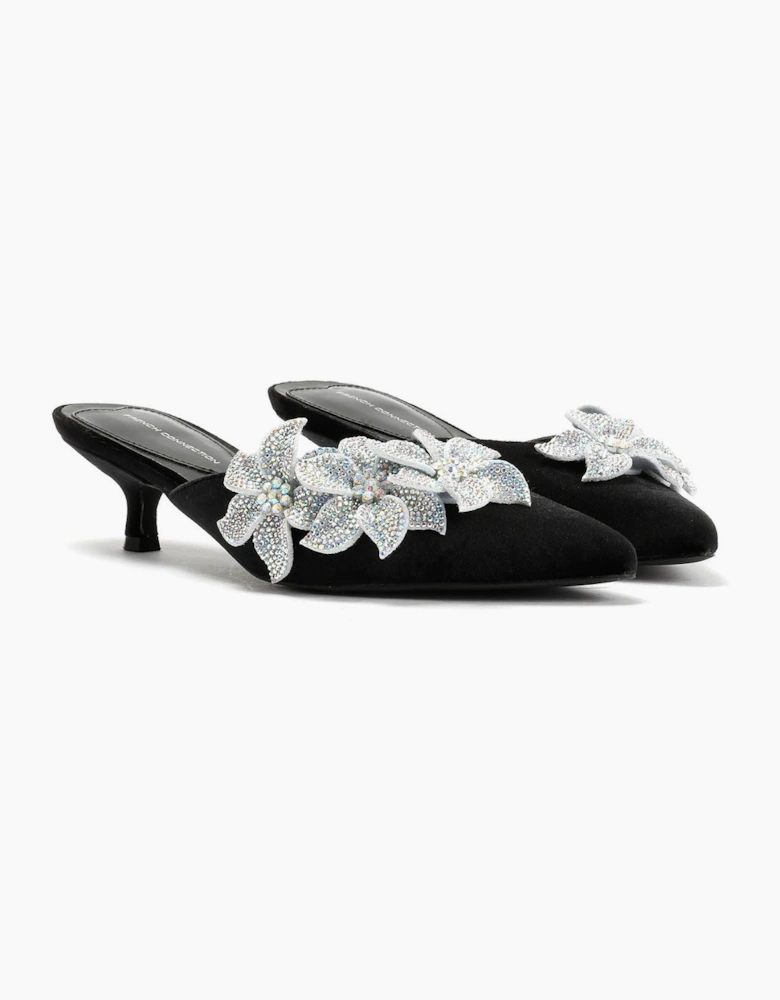 French Connection Victoria Velvet Kitten Heel Women's Black Mules