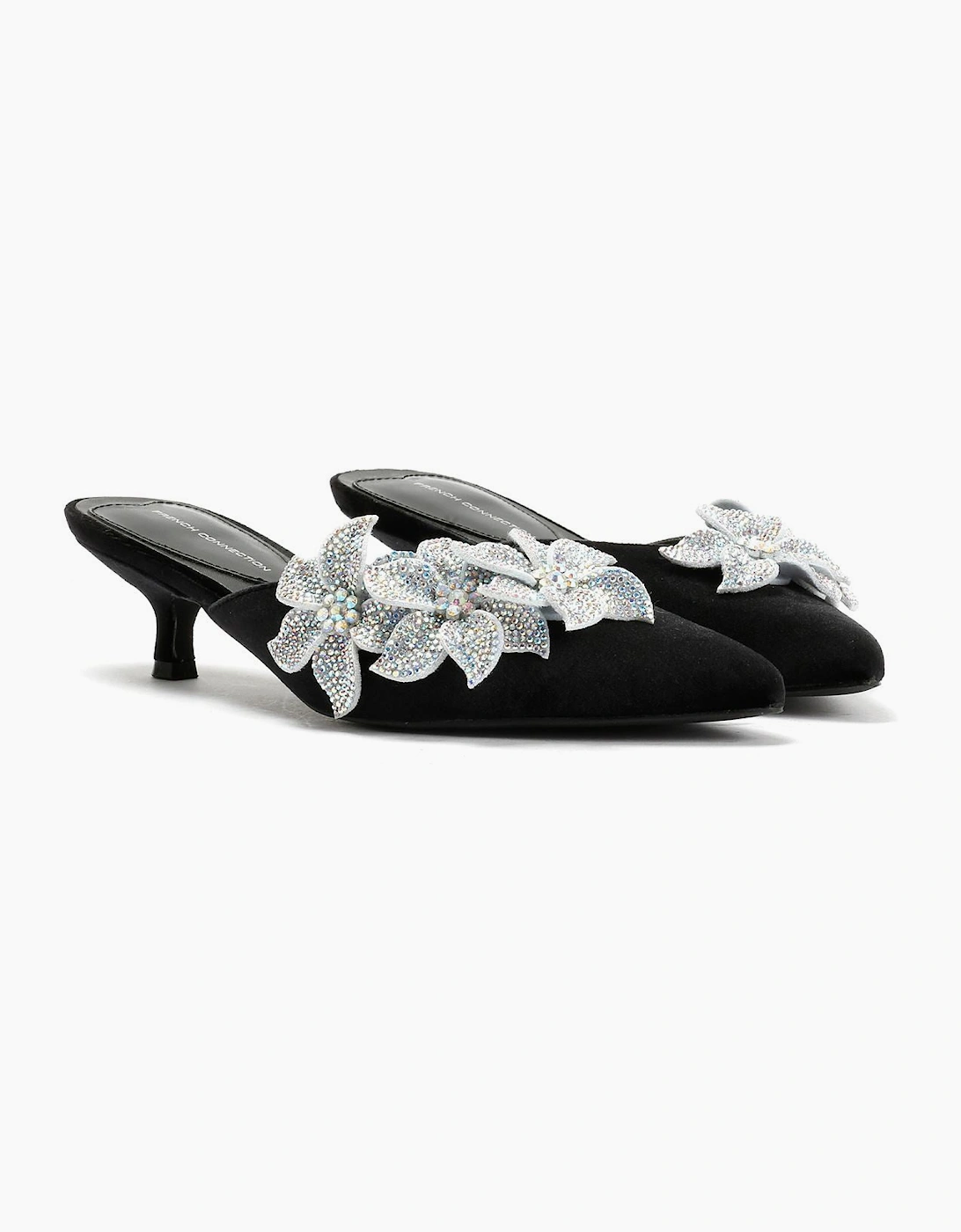 French Connection Victoria Velvet Kitten Heel Women's Black Mules