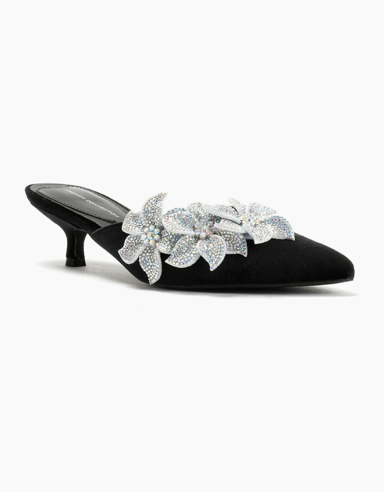 French Connection Victoria Velvet Kitten Heel Women's Black Mules