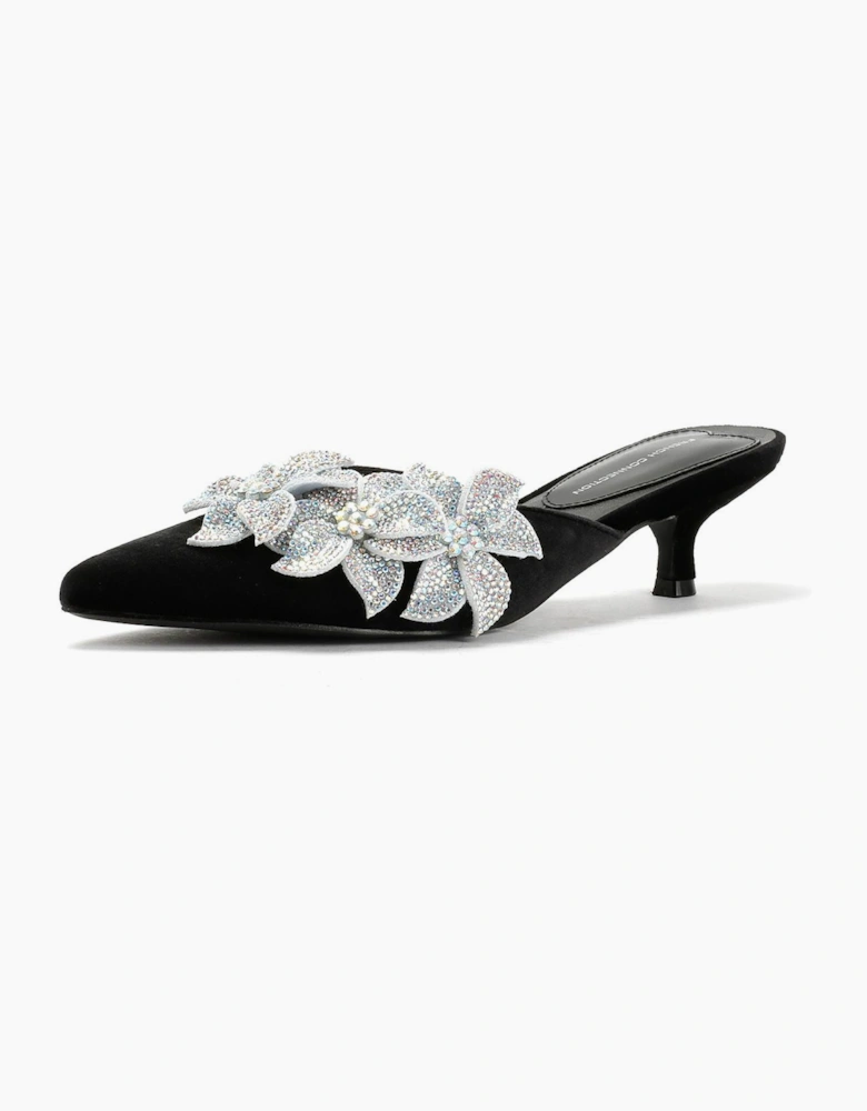 French Connection Victoria Velvet Kitten Heel Women's Black Mules